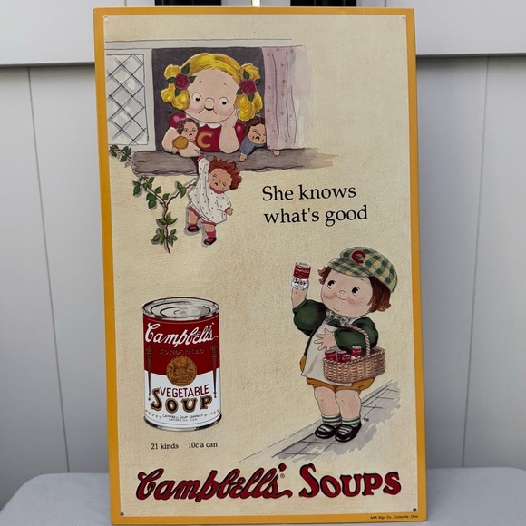 1993 Campbell’s Soup Metal Sign “She Knows” #5 of 20 Vintage AAA Co. - Picture 1 of 6